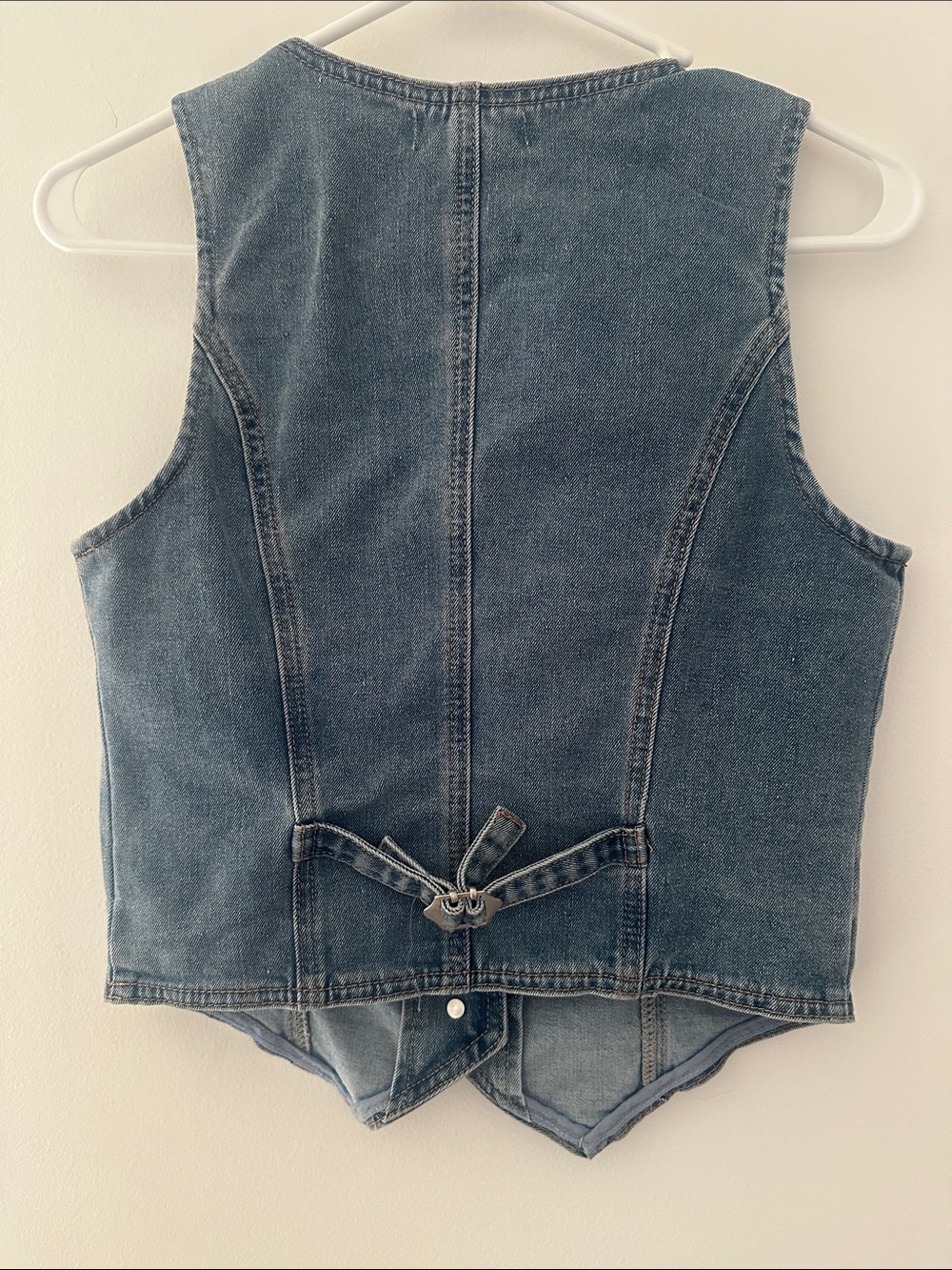 Rachel Zoe Washed Blue Denim Button Vest - Picture 3 of 4